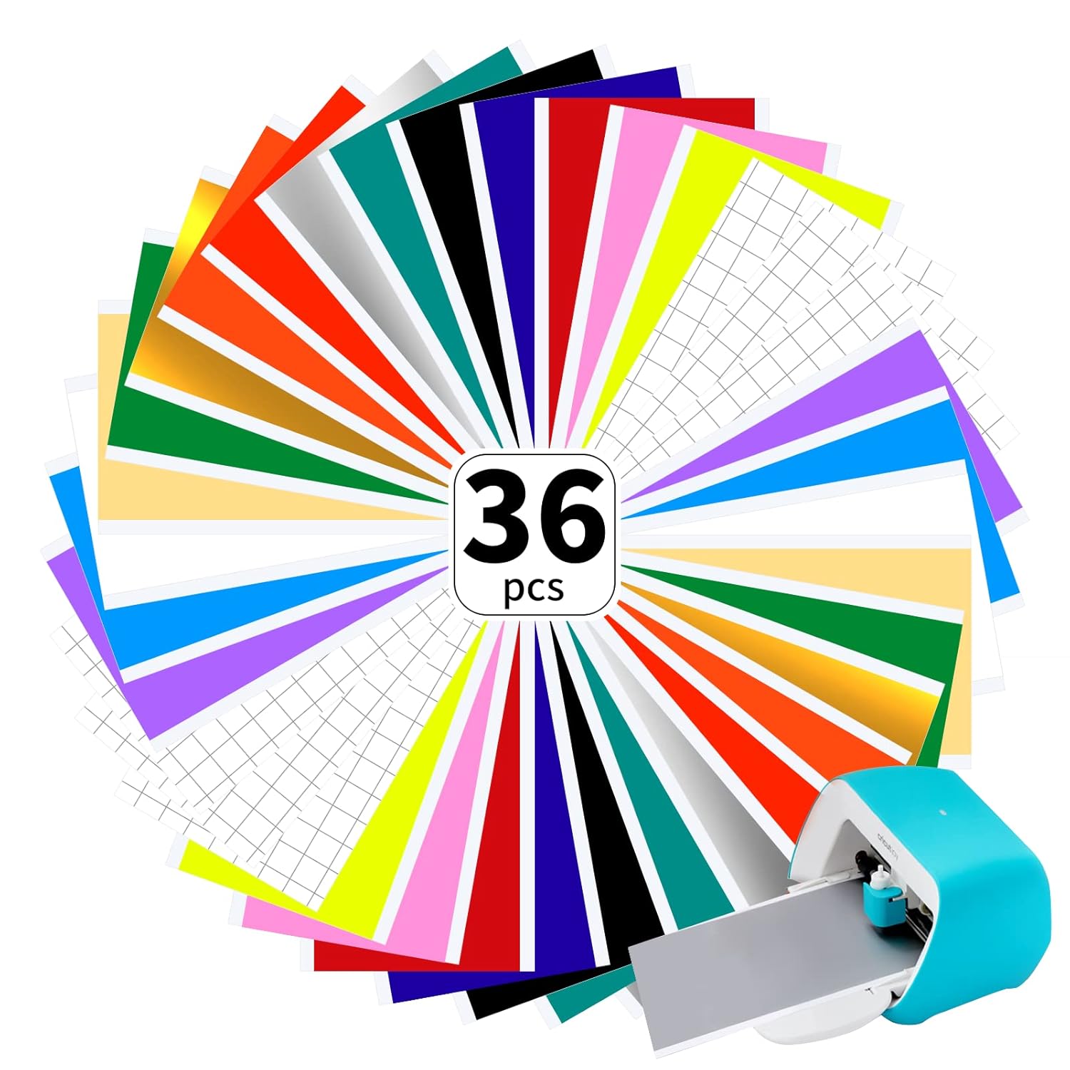 Smart Vinyl Permanent for Joy, 14cm*30.5cm Craft Adhesive Vinyl, 36 Sheets Vinyl Bundle Pack for Signs Stickers Decals Walls Doors & Windows