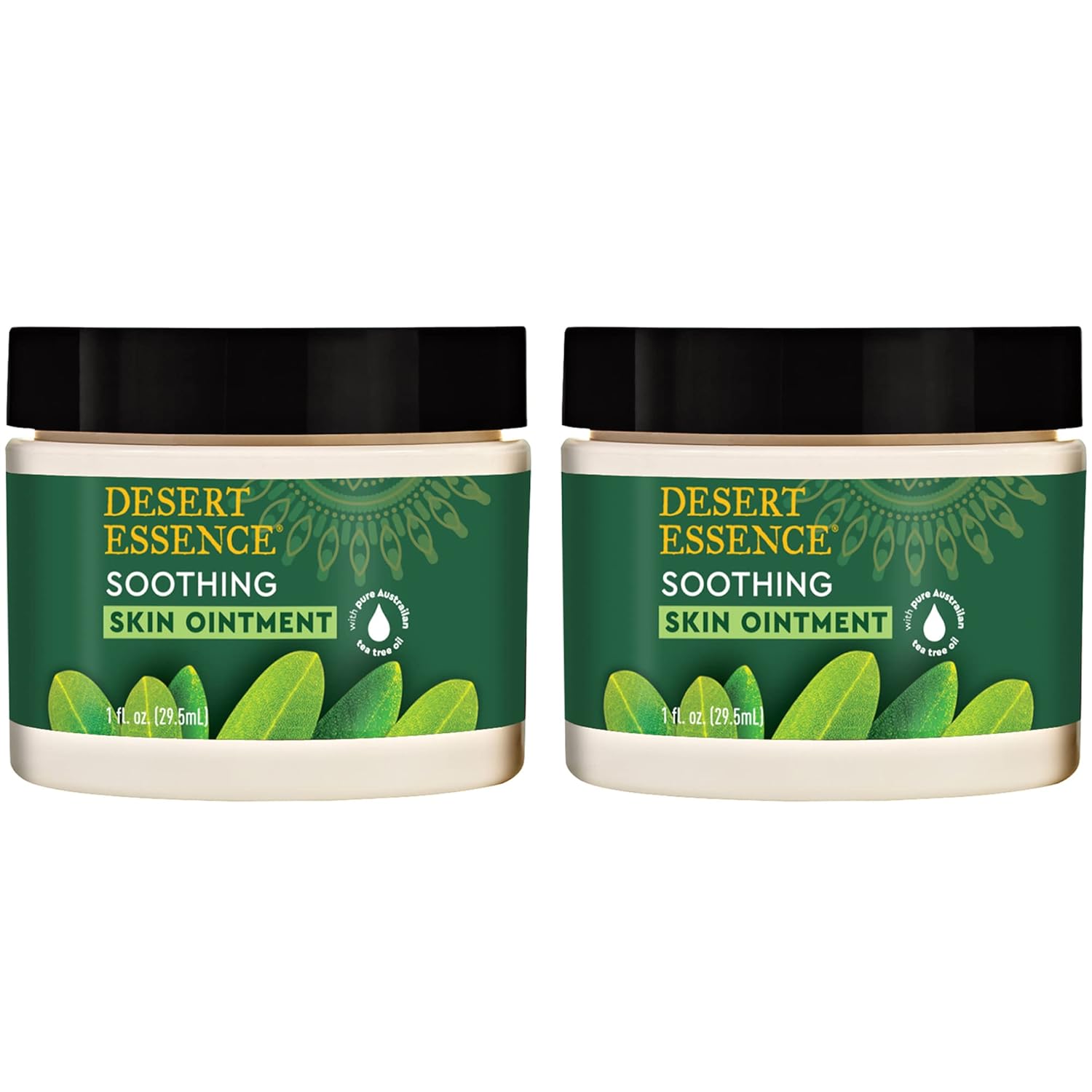 Desert Essence Tea Tree Oil Skin Ointment - 1 Fl Ounce - Pack of 2 - Jojoba & Lavender Essential Oils - Vitamin E - Sweet Almond Extract - Moisturizer For Dry Skin, Skin Irritations, Cuticles