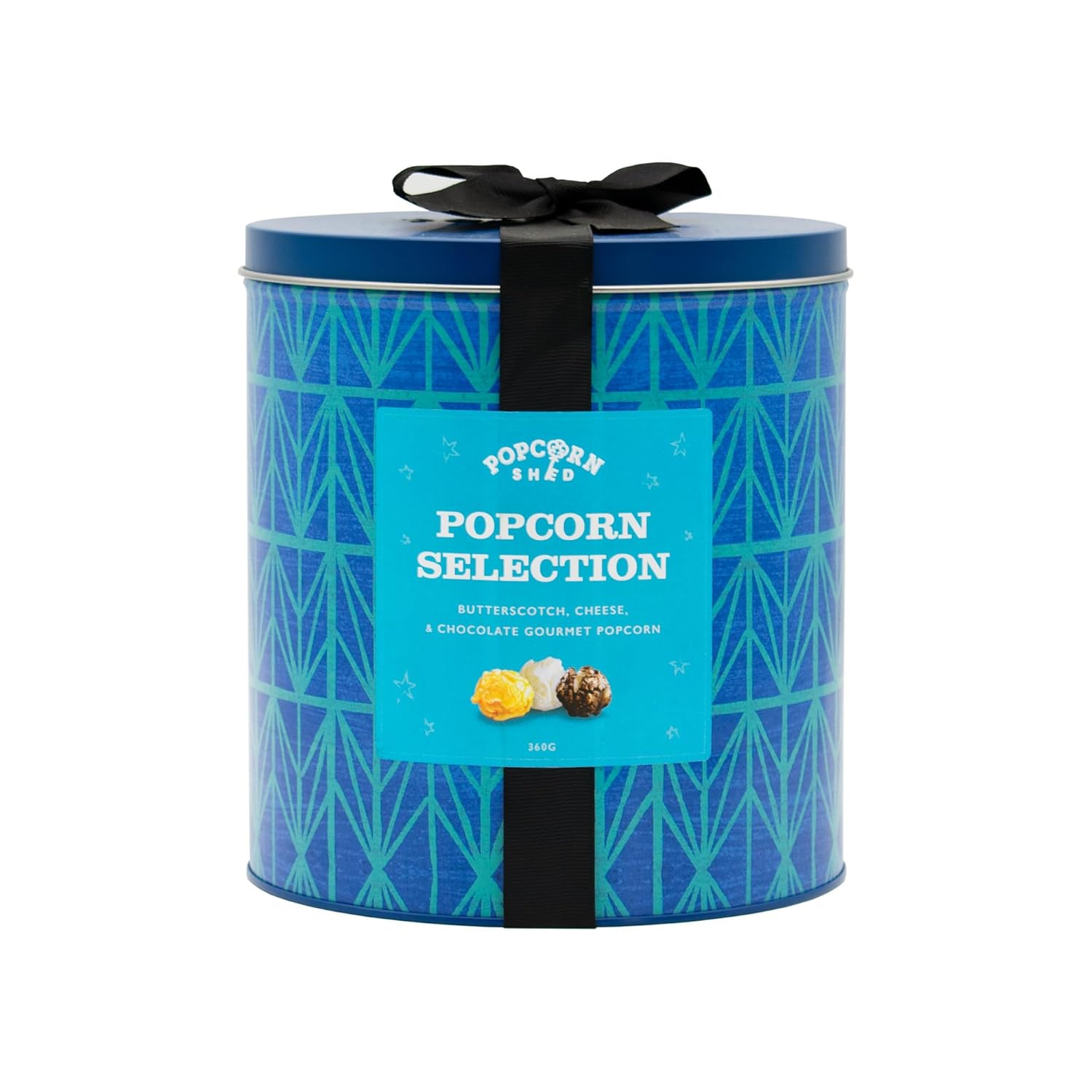Popcorn Shed Gourmet Popcorn Selection Gift Tin, Ultimate Foodie Gift with Three Delicious Popcorn Flavours, Vegetarian Gift Yellow 400g