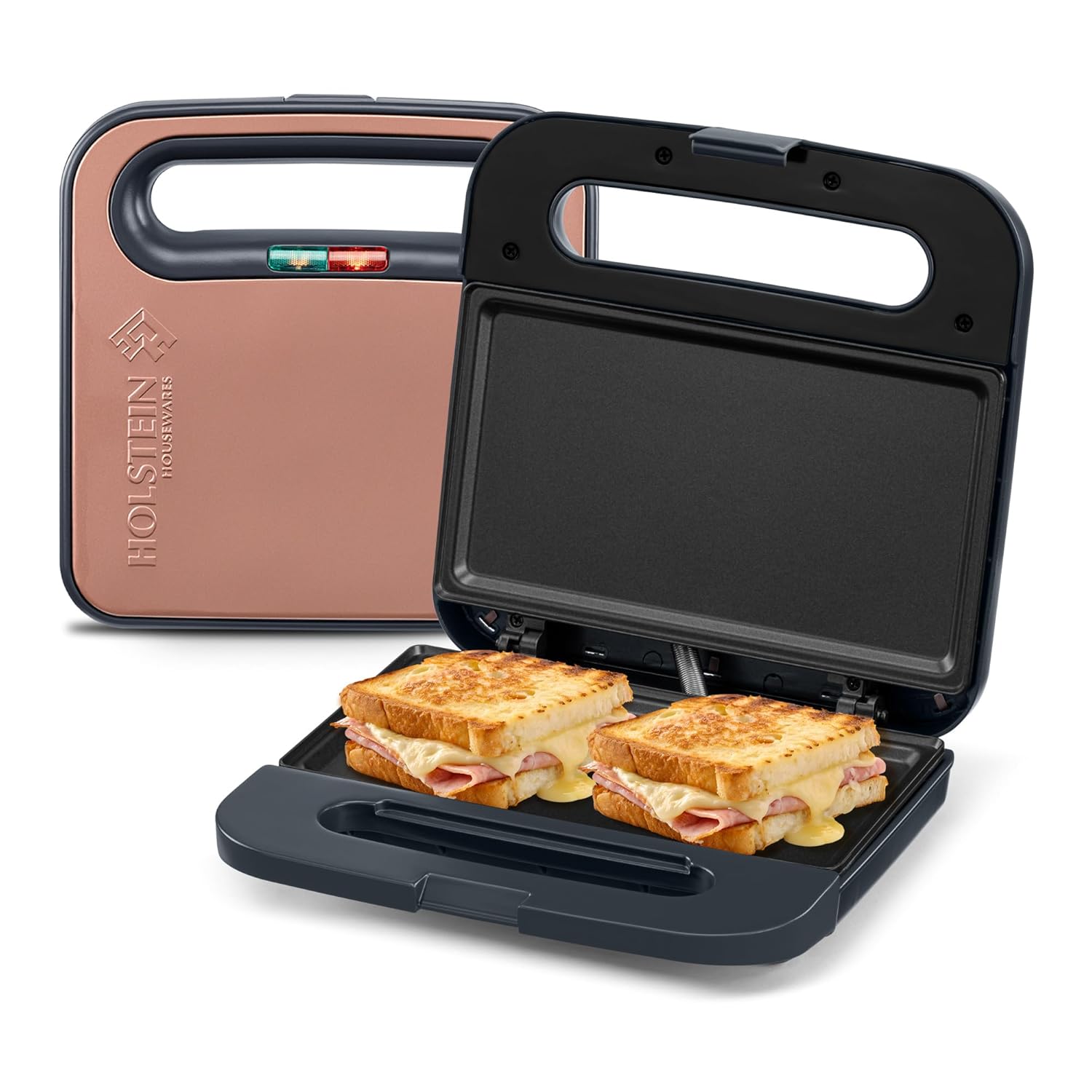Holstein Housewares, 2-Sice Sandwich Griddle, Non-Stick Panini Press & Breakfast Sandwich Maker, Easy Clean Up. Perfect for Cooking Breakfast, Crispy Grilled Cheese, Savory paninis & Sandwiches