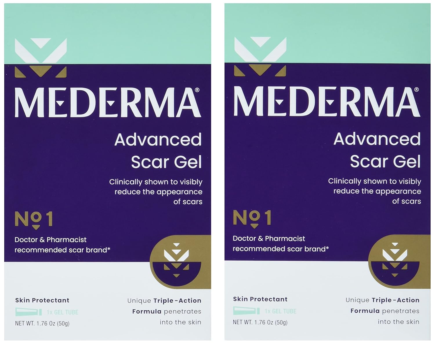 Mederma Advanced Scar Gel 1x Daily Reduces The Appearance of Old New Scars #1 Doctor Pharmacist Recommended Brand for Scars 1.76oz, Clear, 100g (2x50g)