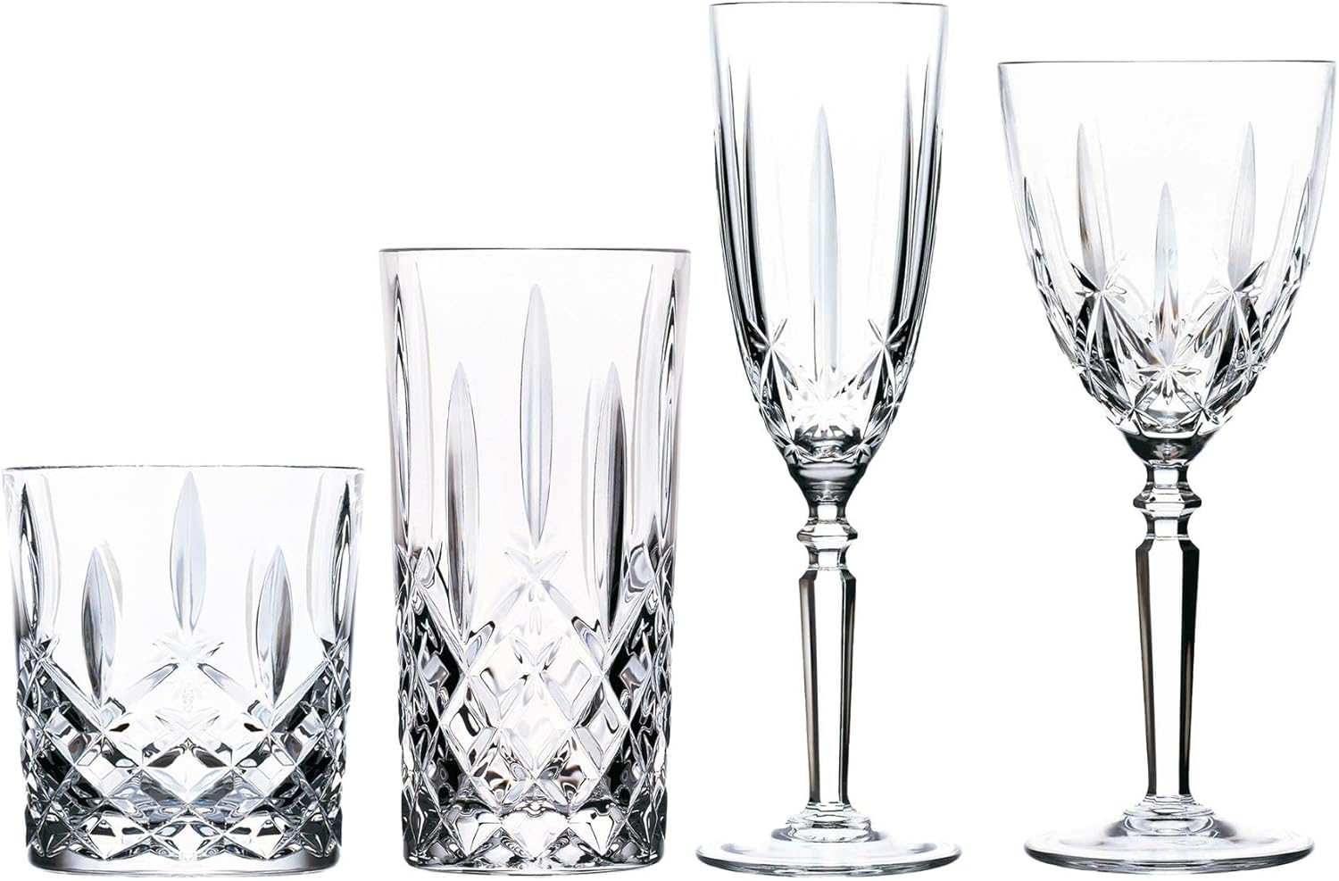 RCR Crystal Crystal Orchestra Cut Glass Glassware Set - Wine, Champagne, Whiskey, Highball Glasses - Clear - Pack of 6