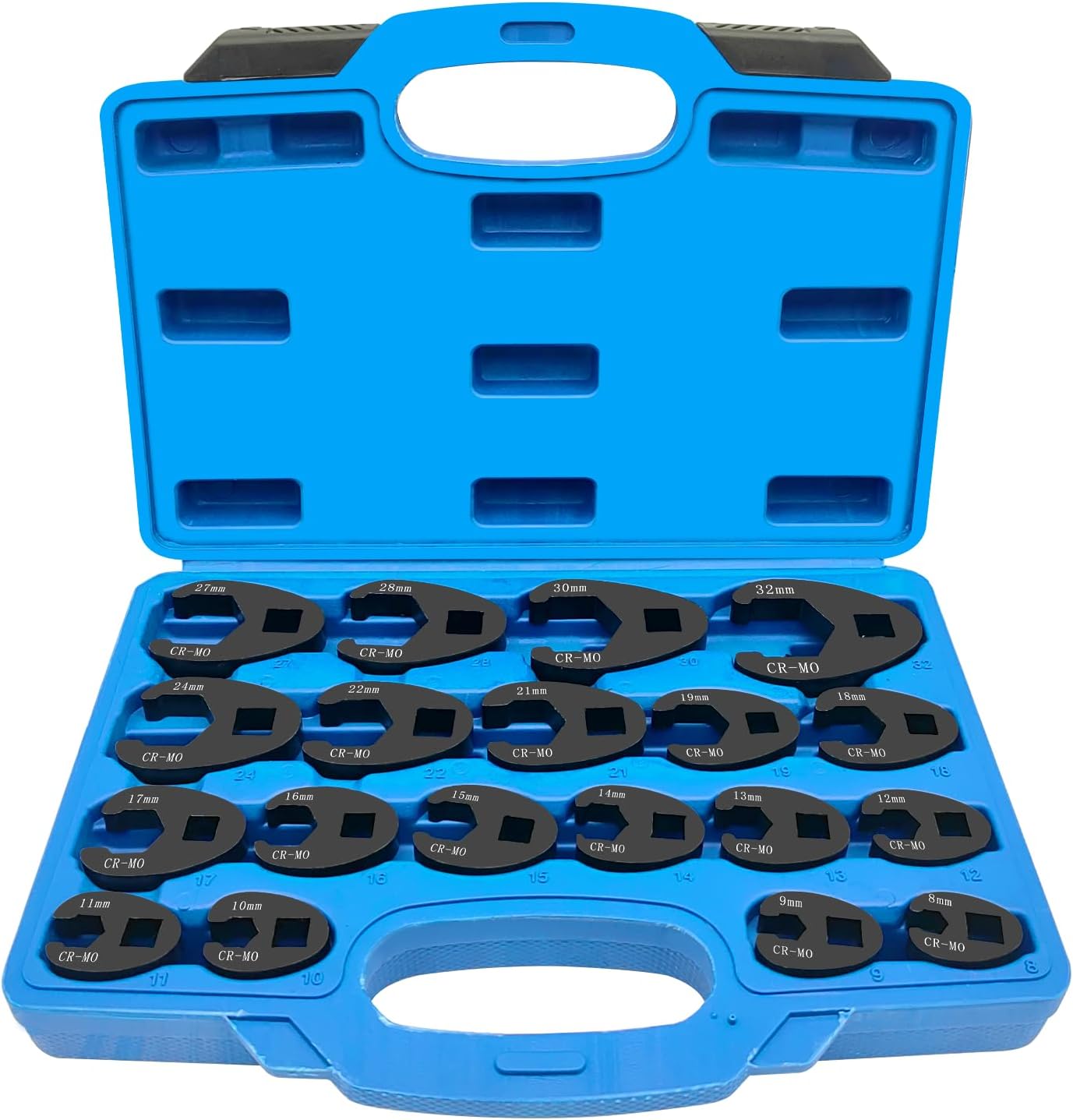 ZKTOOL 19PC Crowfoot Flare Nut Wrench Set, 3/8” and 1/2” Drive Metric Tool 8 to 32 mm Sizes,Flare Nut Wrench Set for 3/8in and 1/2in Drive Ratchet.