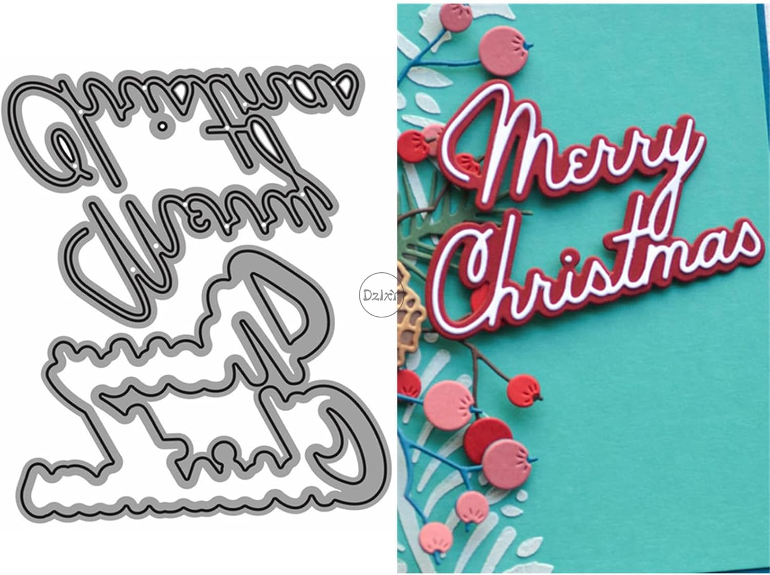 DzIxY Shadow Merry Christmas Words Metal Cutting Dies for Card Making Kit Embossing Paper Die Cuts Set Scrapbook Stencils Supplies Machine Templates