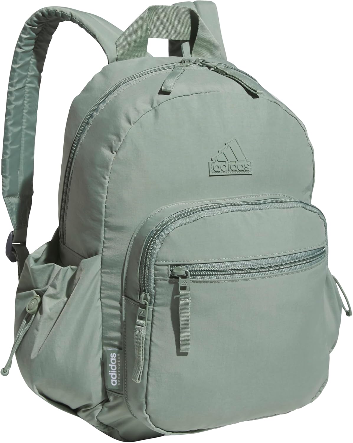 adidas Weekender Mini Backpack for Women and Men, Small Fashion Bag with Laptop Sleeve, Silver Green, One Size