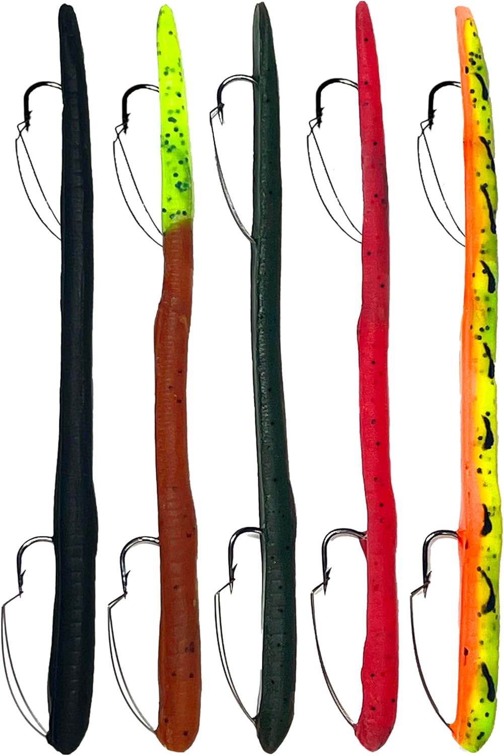 Made in USA Weedless Pre-Rigged Fishing Lures Bass Set, Pike, and Anything in Between - USA - Extra Durable Soft Plastic Swimbaits for Bass Fishing Lures - 5 PCS Bass Baits and Lures Pack(Variety)