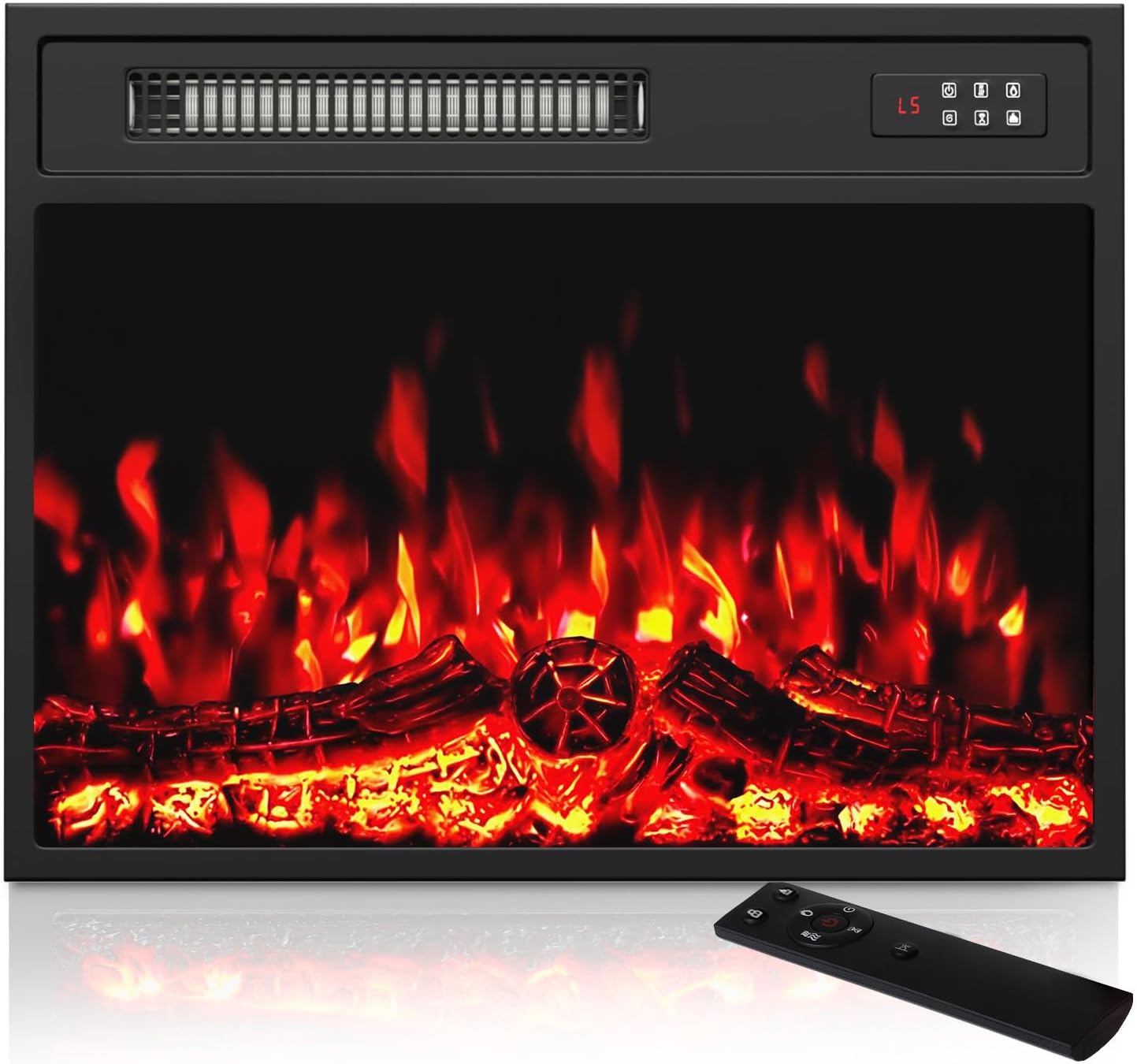 PRETZI 23 Inch Electric Fireplace Insert Heater for Home, 750/1500W