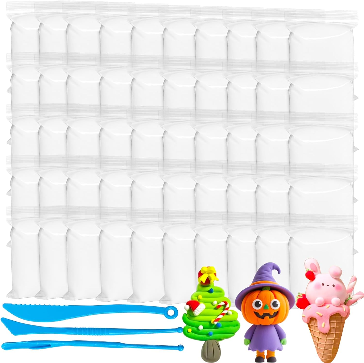 50 Pack White Air Dry Foam Clay,Soft Molding Lightweight Clays with 3 Pcs Sculpting Tools for Kids,Adults,Crafting Cosplay,Artistic Projects 1.12lb