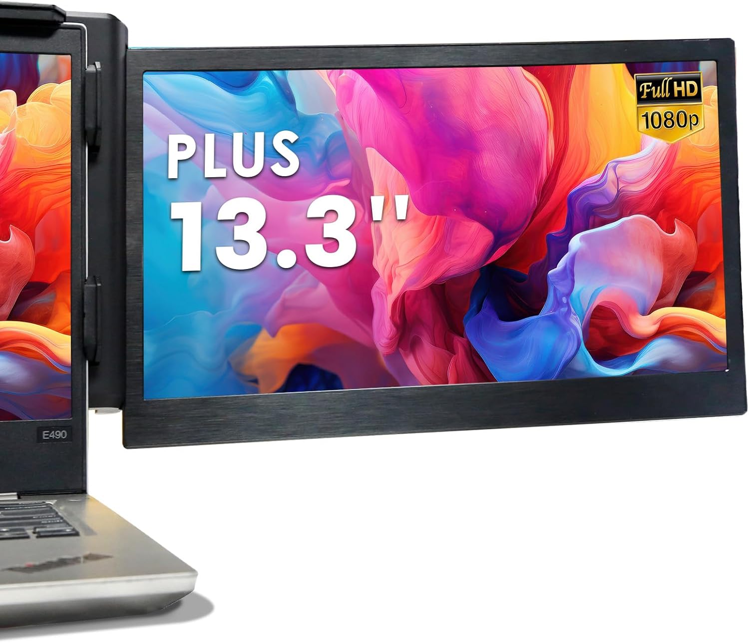 Teamgee P1 Plus Laptop Screen Extender 13.3” FHD 1080P IPS Display，Dual USB & HDMI Portable Monitor, Plug-and-Play Compatible with Mac/Windows/Android, Fits 13-17" Laptops