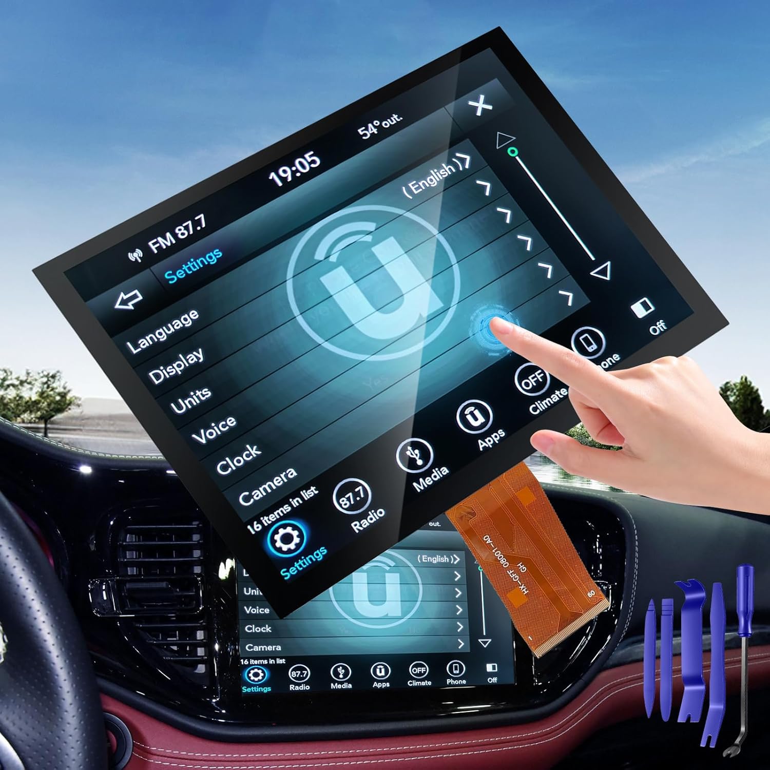 2025 New Upgraded Gel-Free 8.4" UConnect 4C UAQ Screen Radio Navigation with Mounting Tool Replacement Compatible Fit for Dodge RAM Jeep Chrysler 2017-2021 Replace OEM # LA084X01(SL)(02)