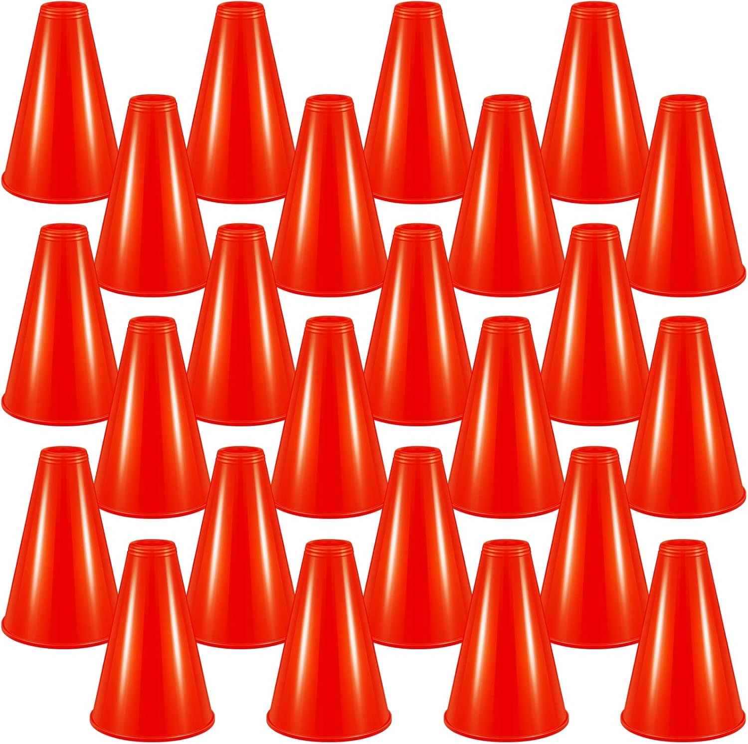 Woanger 24 Pieces Cheer Megaphone for Party Favors Sports Cheers Party Noisemaker Toys Plastic Megaphone for Party Sports Match Game Outdoor Activities (Red)