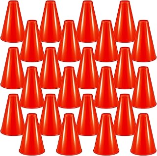 Woanger 24 Pieces Cheer Megaphone for Party Favors Sports Cheers Party Noisemaker Toys Plastic Megaphone for Party Sports Match Game Outdoor Activities (Red)
