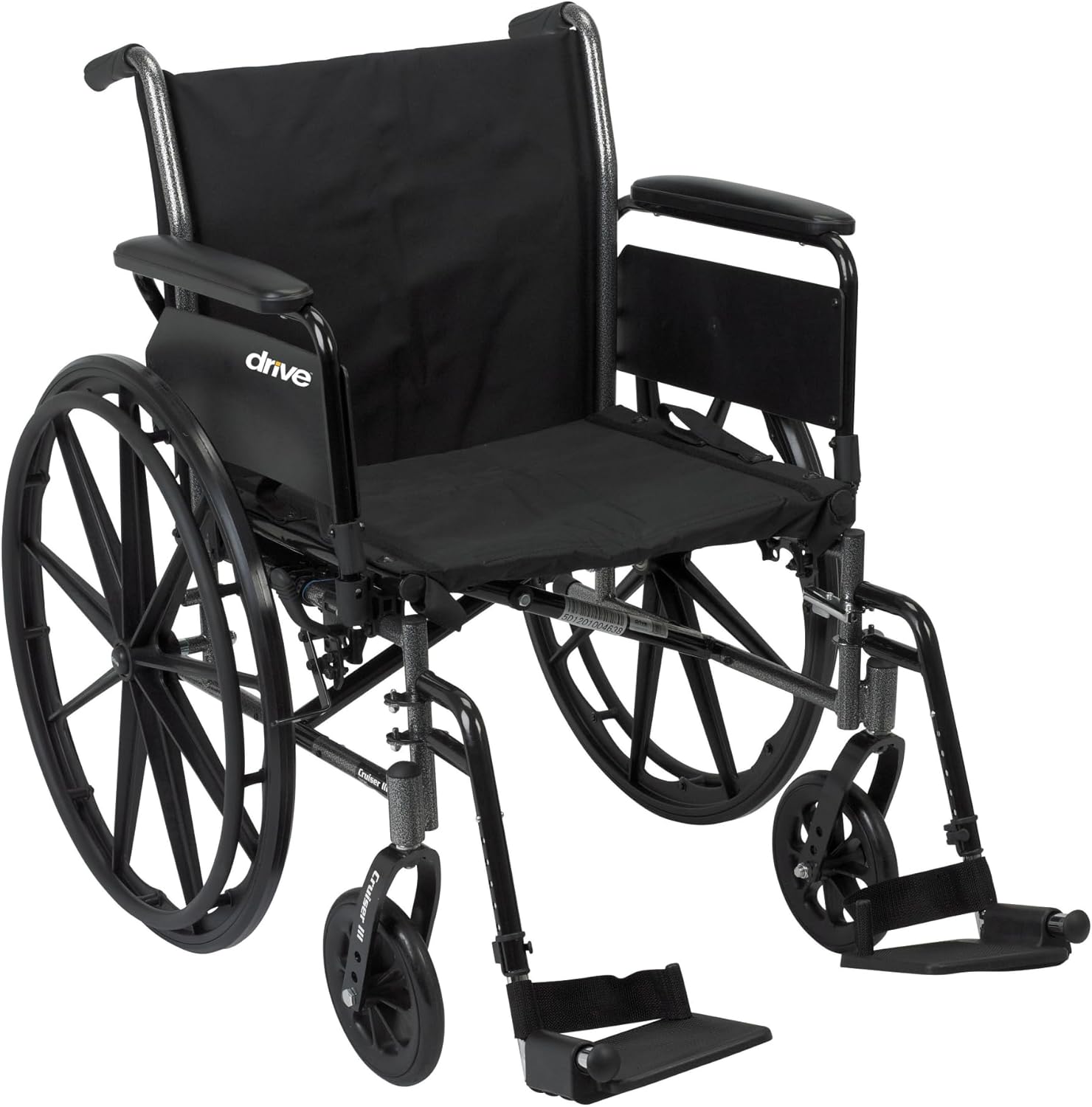 Drive Medical Cruiser III Lightweight Wheelchair - Enhanced Mobility Support - Adjustable Seat & Arm Options - Durable Carbon Steel Construction - Smooth-Rolling Mag Wheels - 20 Inch Seat