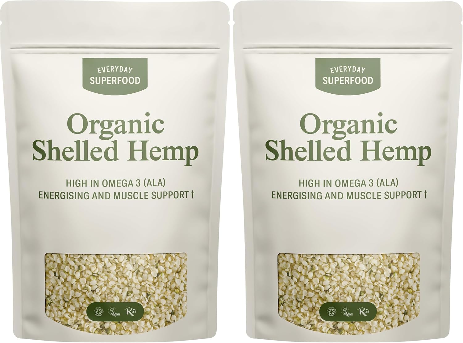 Everyday Superfood Organic Shelled Hemp 190g | European Hulled Hemp Seeds (Hemp Hearts) (Pack of 2)