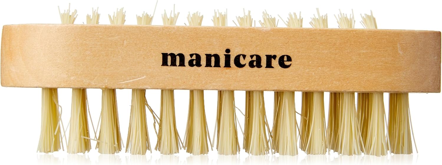 Manicare Wooden Nail Brush, Double Sided Hand And Nail Cleaning And Scrubbing Brush, Removes Dirt Grime And Grease, Firm Bristles, For Use On Fingernails And Toenails, At Home Manicure And Pedicure