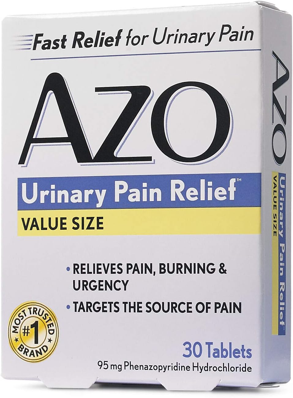 AZO Urinary Pain Relief, Dietary Supplement, Contains 95 mg Phenazopyridine Hydrochloride The #1 Ingredient Prescribed by Doctors Pharmacists Specifically for Urinary Discomfort†, 30 Count
