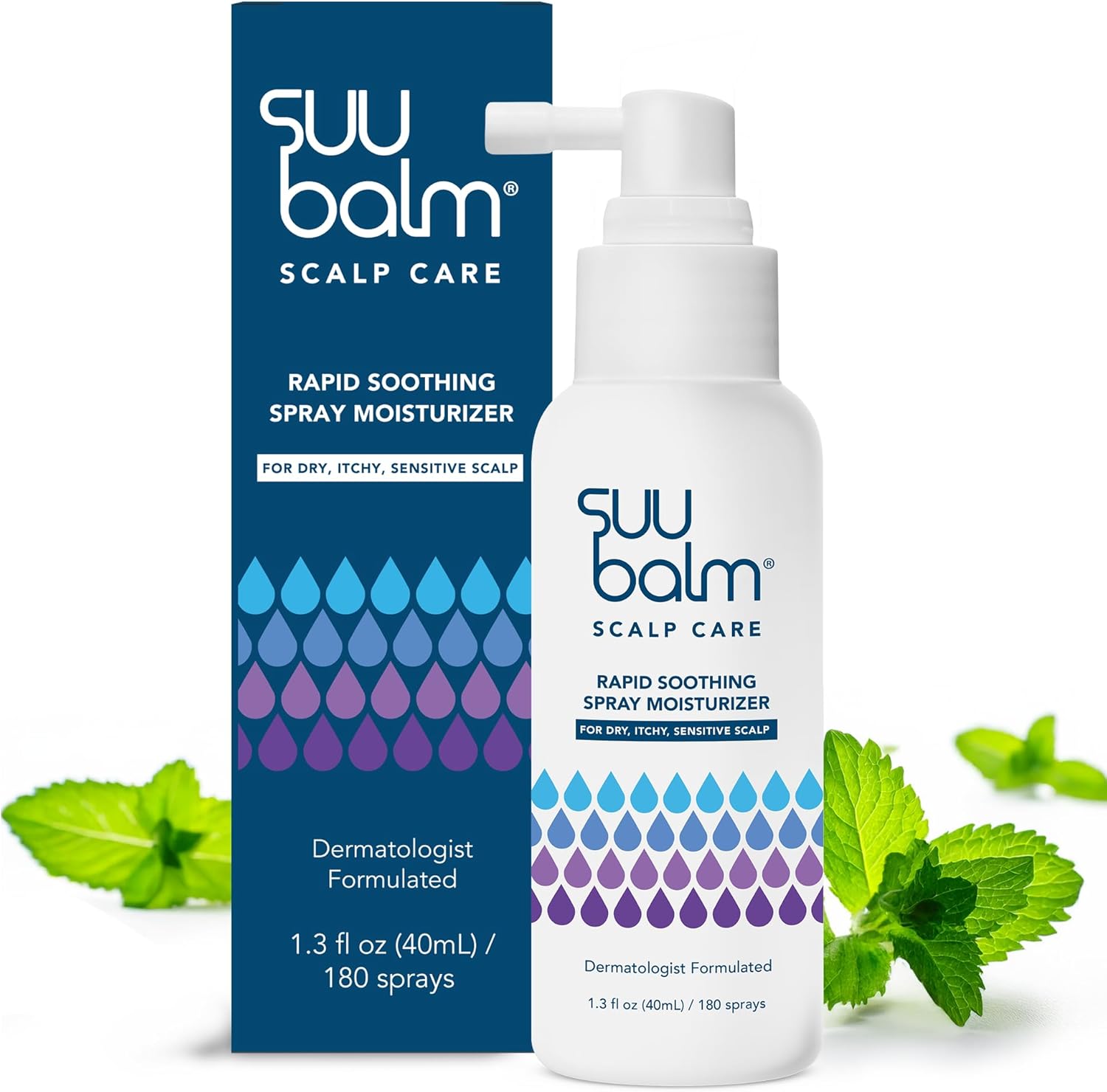 Suu Balm Scalp Care, Rapid Soothing Scalp Relief Spray Moisturiser Treatment, Itchy Scalp Treatments, Spray for Itchy Dry Scalp, Leave In Treatment for Itchy, Sensitive skin, Derm-Formulated (40ml)