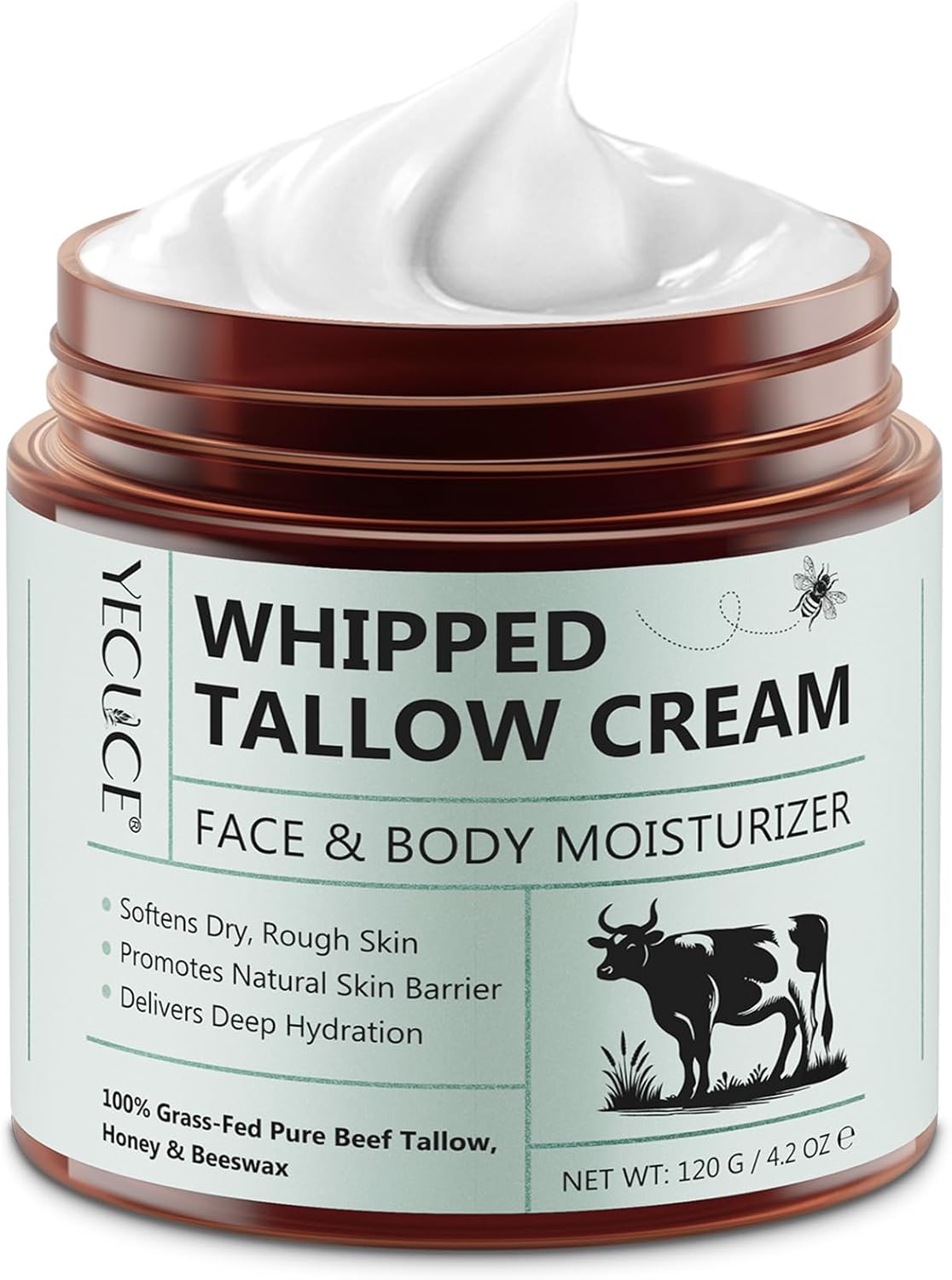 Whipped Beef Tallow for Skin 120G, Face and Body Moisturizer, Beef Tallow Balm to Repair Damaged Dry Skin