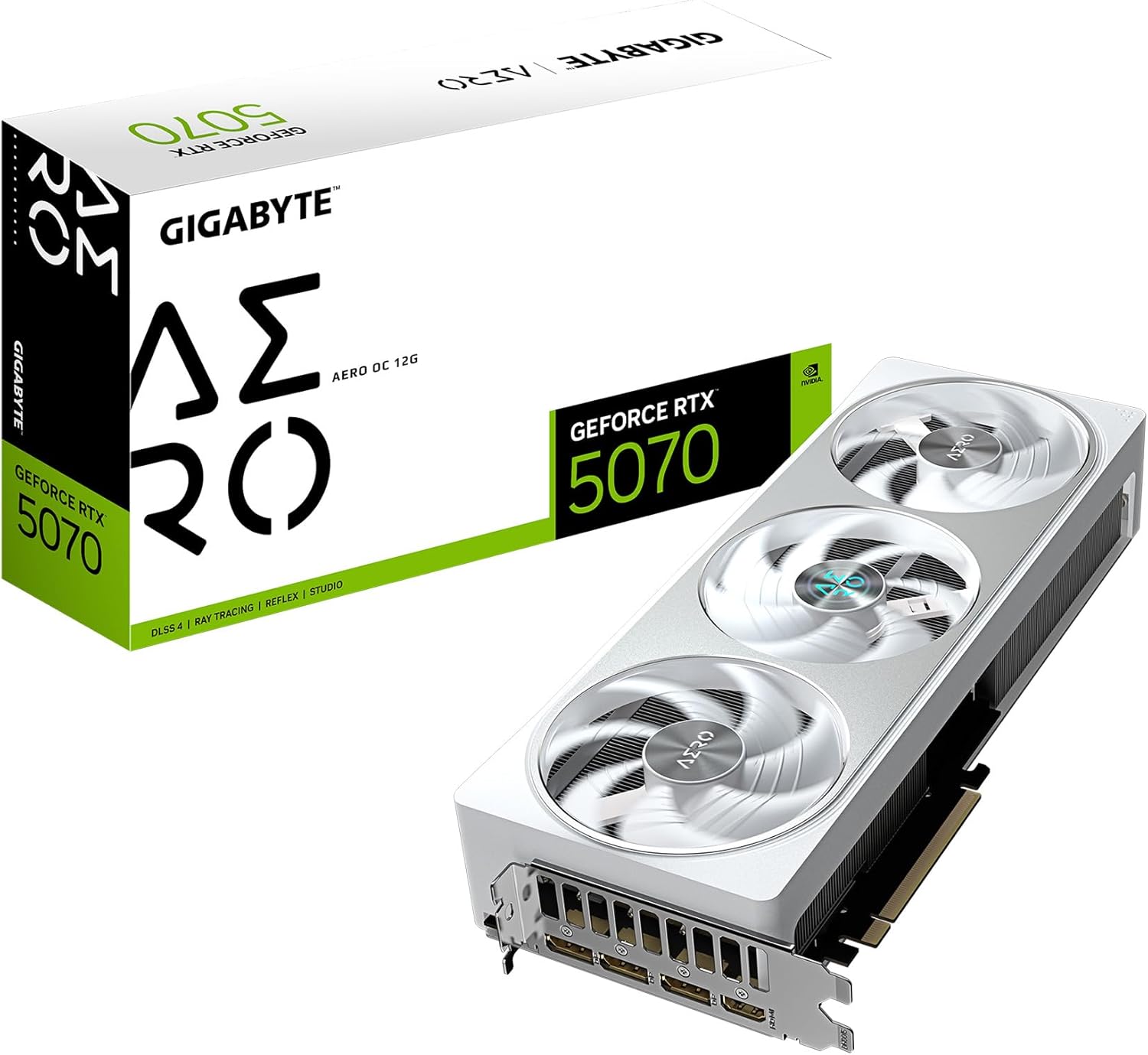 GIGABYTE GeForce RTX 5070 AERO OC 12G Graphics Card, 12GB 192-bit GDDR7, PCIe 5.0, WINDFORCE Cooling System, GV-N5070AERO OC-12GD Video Card