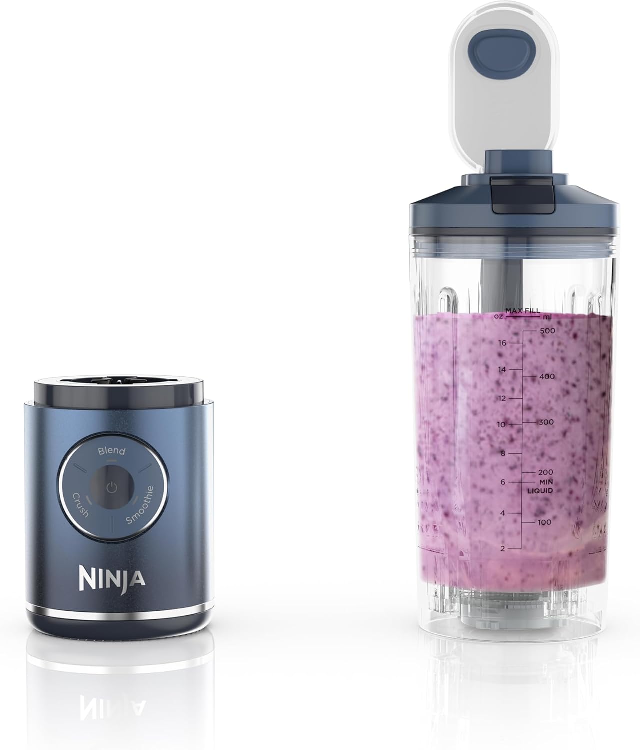 Ninja Blast Max, Portable Blender + Twist & Go, Personal Smoothie, Blend, Ice Crush, 3 Programs, Cordless, 22 oz removable Vessel, Dishwasher Safe, Leakproof, Navy, BC251NV