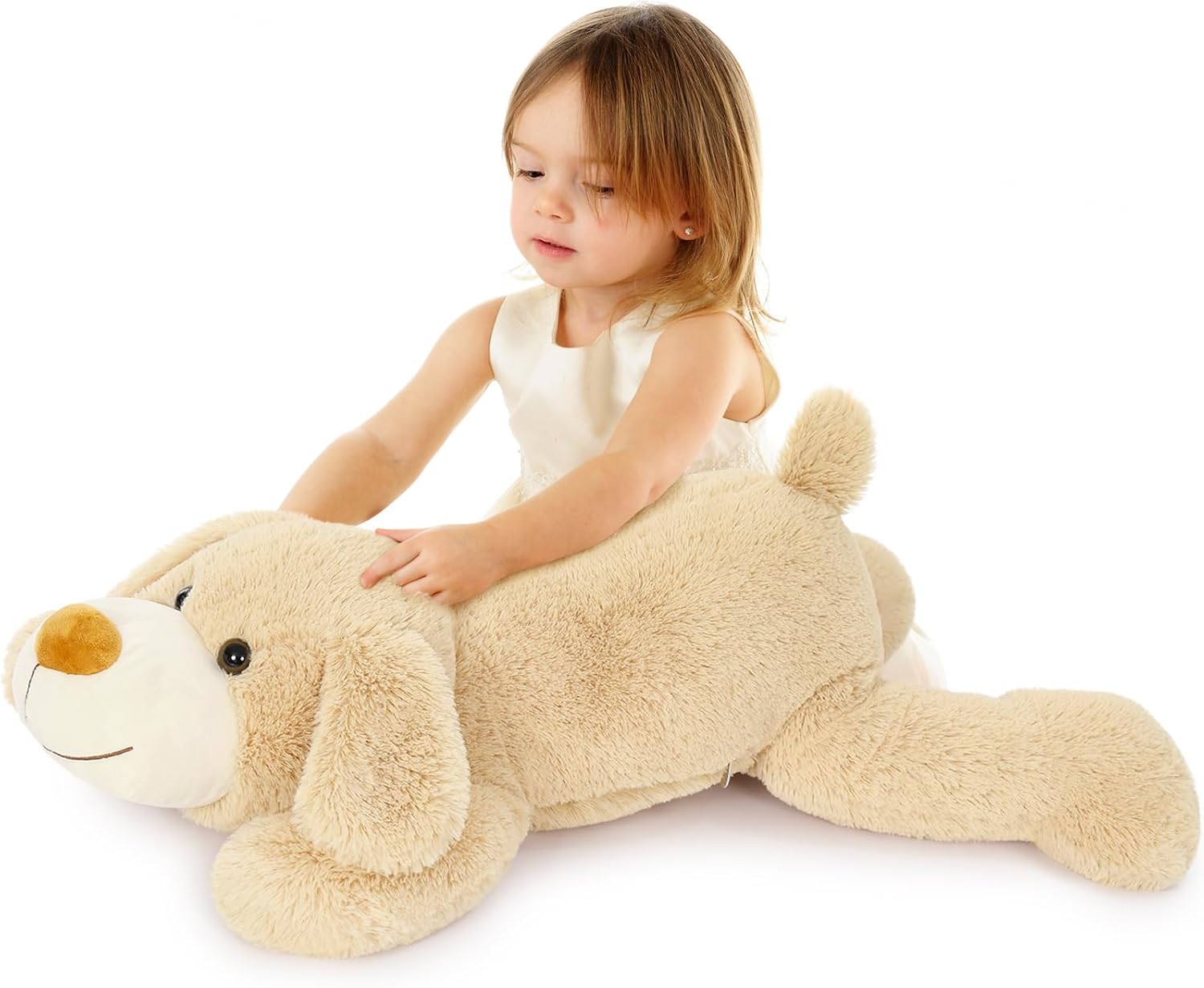 MorisMos Giant Dog Plush Toys, 80cm Big Golden Retriever Teddy Stuffed Animals Kawaii Large Dog Soft Cuddly Toy, XXL Fluffy Dog Gift for Boys Girls Birthday Valentines Deco