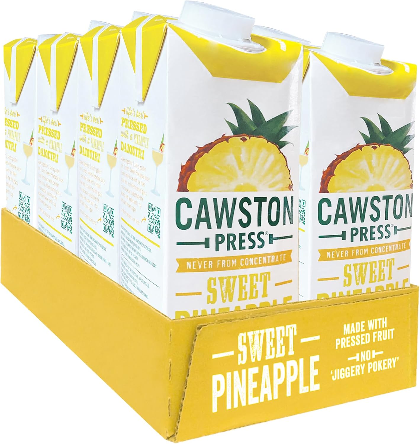 Cawston Press Pineapple Pressed Juice - 1 Litre Pack of Juice Cartons All Natural – Vegan – No Added Sugar, (Pack of 8)
