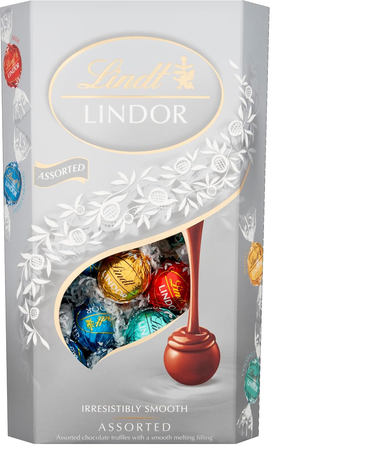 Lindt Lindor Silver Assorted Chocolate Truffles Box Extra Large - Approx 48 balls, 600g - Chocolate Truffles with a Smooth Melting Filling - Birthday, Congratulations
