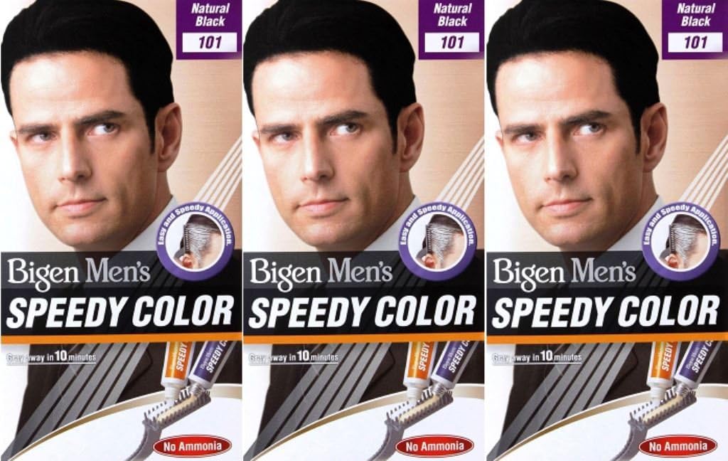 6 x Bigen Men's Speedy Colour | Easy & Speedy Application | No Ammonia | with Applicator Comb - 102 Brown Black
