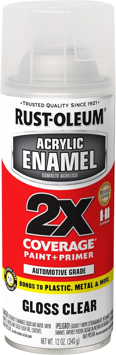 Rust-Oleum 271913 Acrylic Enamel 2X Spray Paint, 12 oz, Gloss Clear