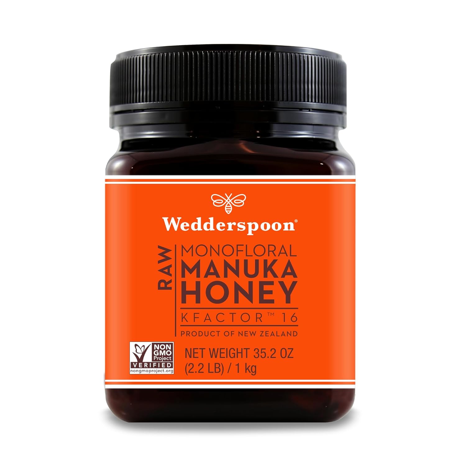 Wedderspoon Raw Premium Manuka Honey, KFactor 16, 35.2 Oz, Unpasteurized, Genuine New Zealand Honey, Traceable From Our Hives To Your Home