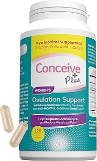 CONCEIVE PLUS Ovulation Support Supplement | Myo-Inositol & D-Chiro Inositol Blend with Coq10, Folic Acid, Ginger - PCOS Relief, Healthy Ovarian Support - Multi Vitamins Woman 120 Inositol Capsules