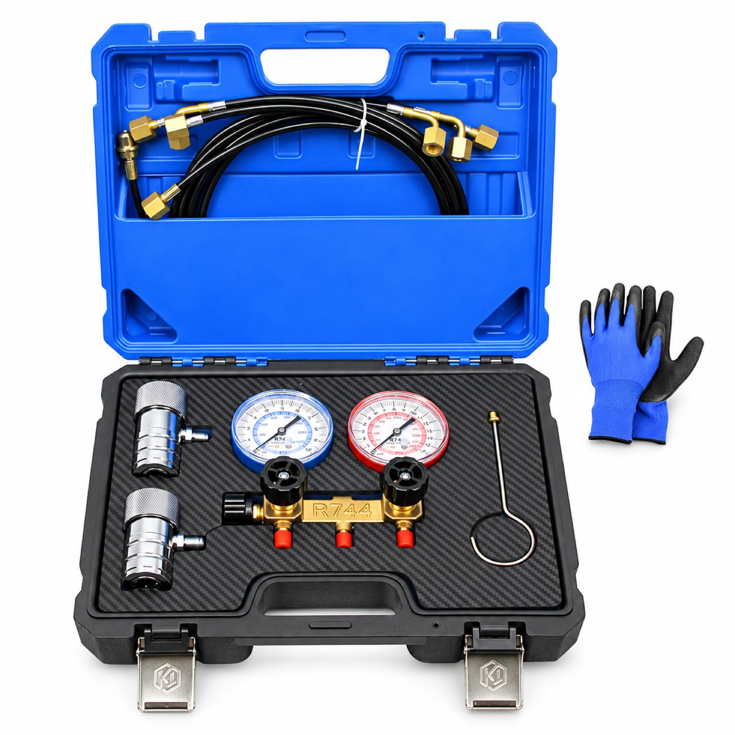 R744 AC Gauge Set, R744 High-Pressure CO₂ 3 Way A/C Manifold Gauges