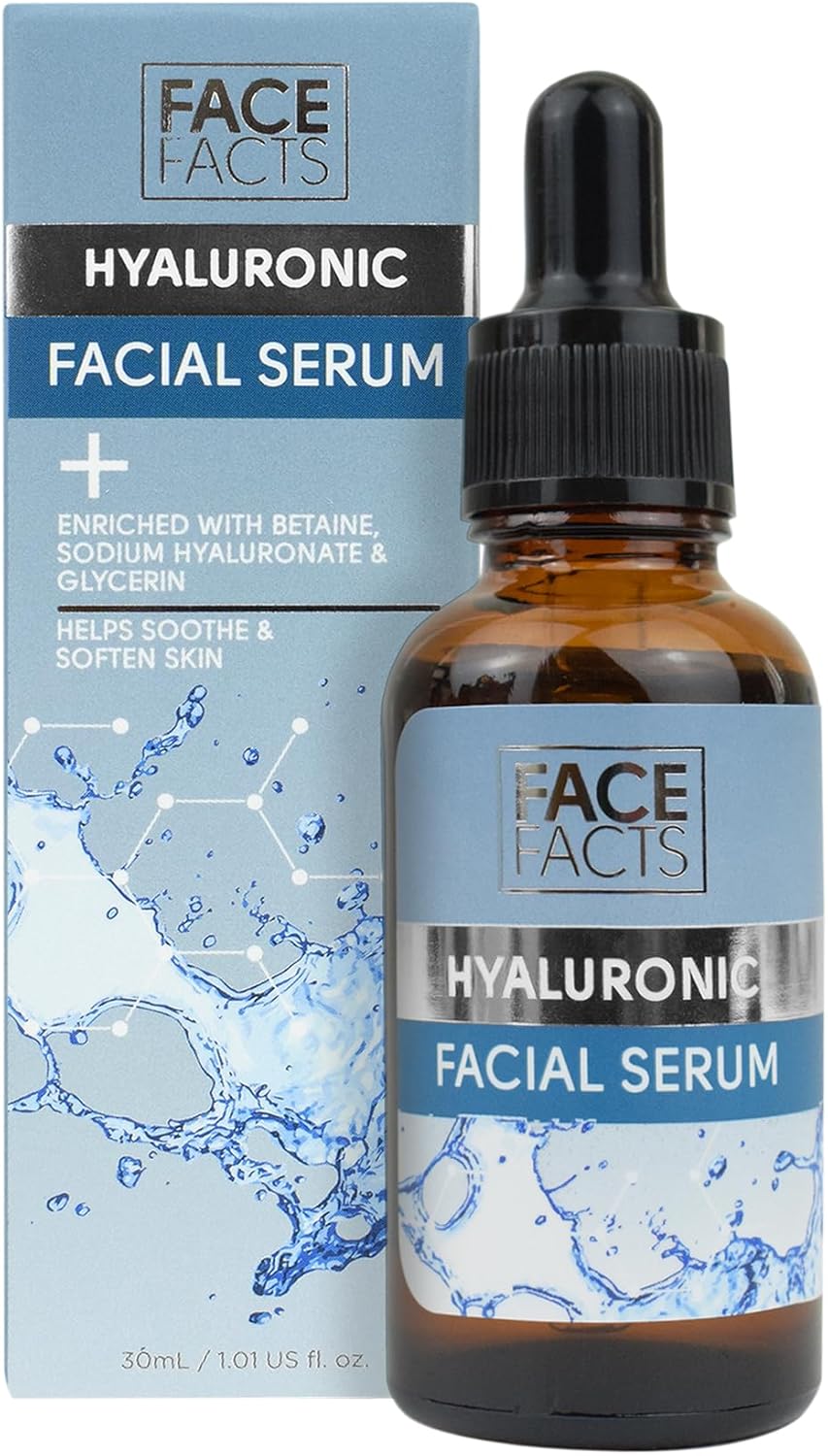 Face Facts Hyaluronic Facial Serum | Sodium Hyaluronate + Glycerin + Betaine | Smooth + Plump + Hydrate | 30ml