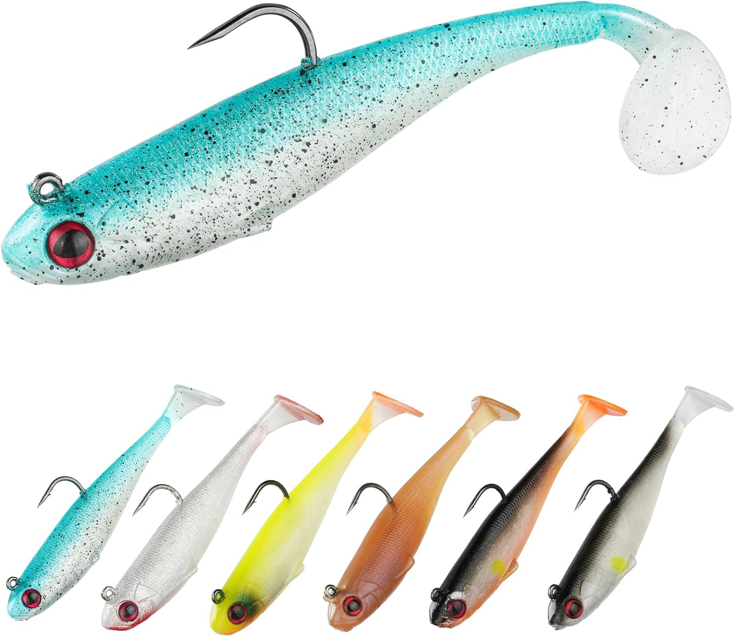 HOTUT Fishing Lures Set, 3/6 PCS Sea Fishing Lures Kit Artificial Bait, Sea Fishing Tackle Bionic fish Hook, Soft Fishing Lures Plastic Artificial Swimbaits, Fishing Tackle for Saltwater & Freshwater