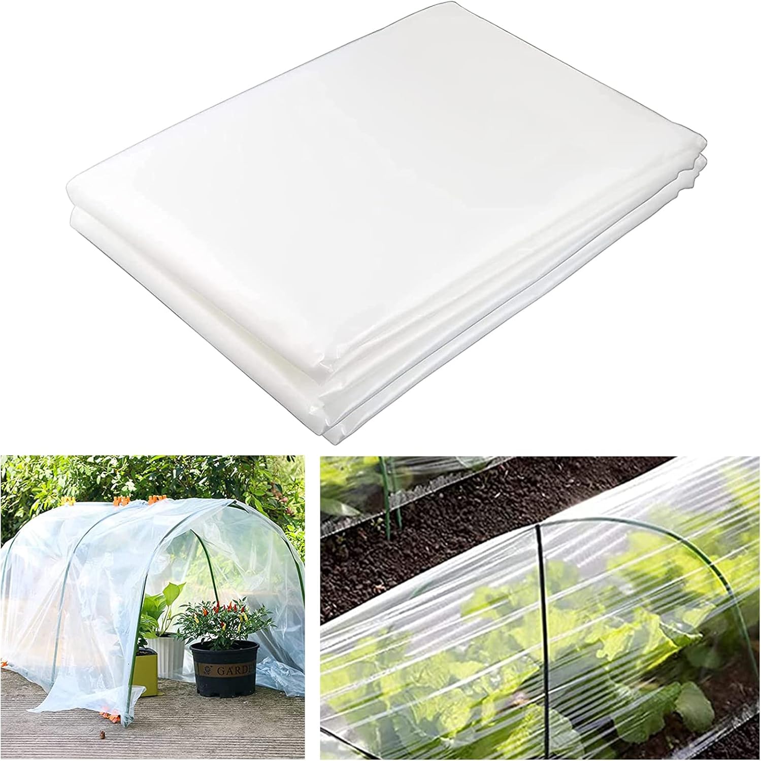 PALUDO 2 X 3M Extra Thick Clear Heavy Duty Polythene Sheeting, Plastic Dust Waterproof Sheets, Garden Grow Polythene Cover Sheets, for Gardening Insulation Building Rubble Protection (250Mu / 1000G)