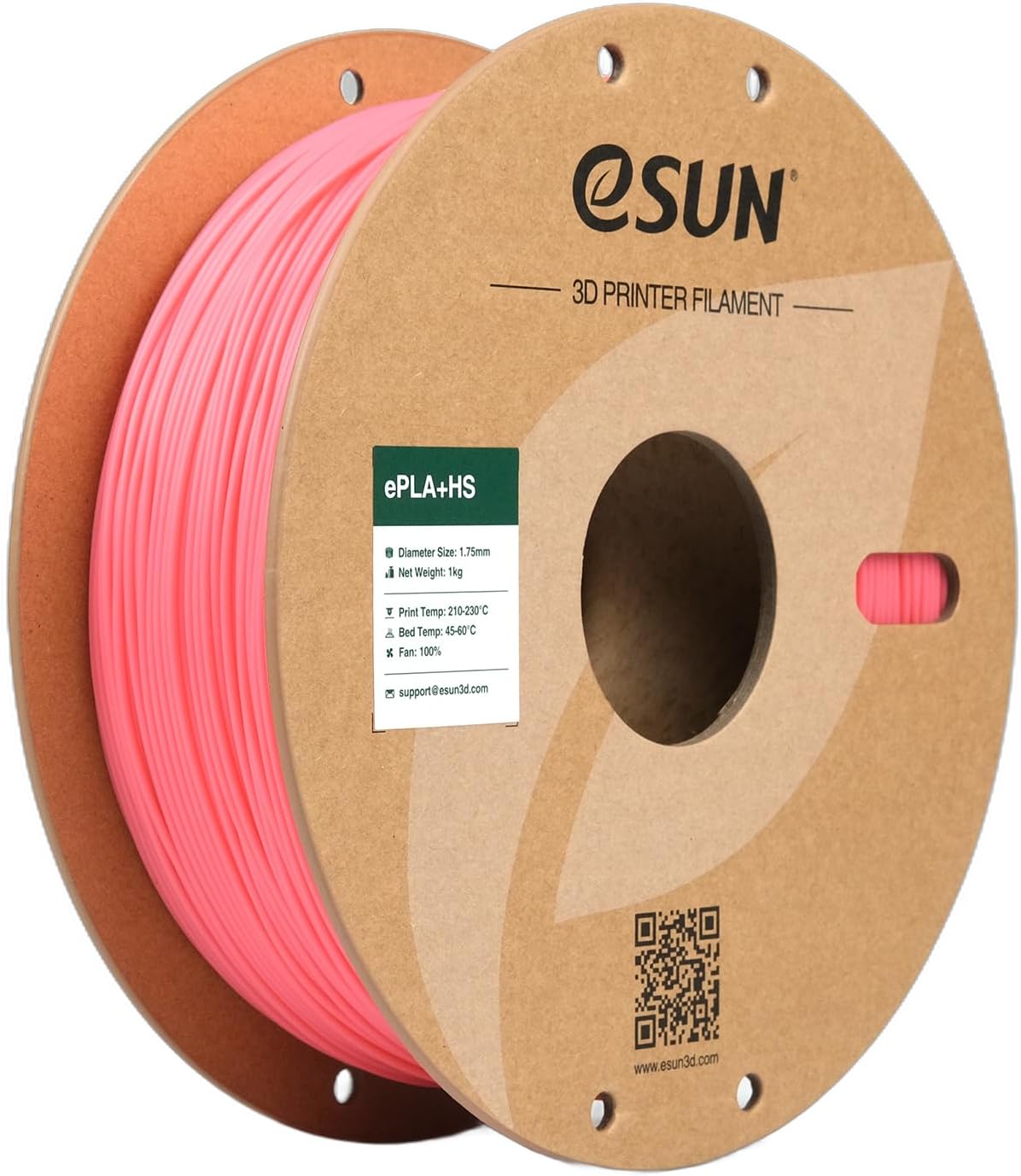 eSUN PLA+HS 1.75mm High Speed 3D Printer Filament, 1KG (2.2 LBS), Pink