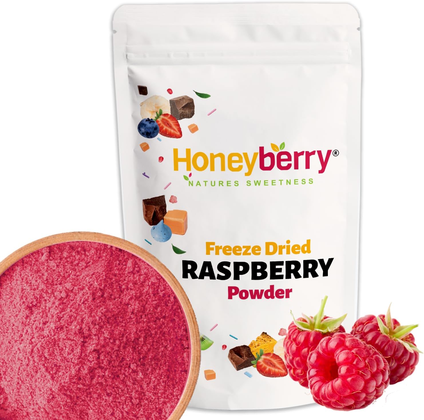 Freeze Dried Raspberry Powder 100g - Finely Milled Fruit Powder - Dehydrated from Frozen, 100% Pure and Natural, No Added Sugar or Preservatives Raspberry Powder for Baking, Smoothie, Icing, Frosting