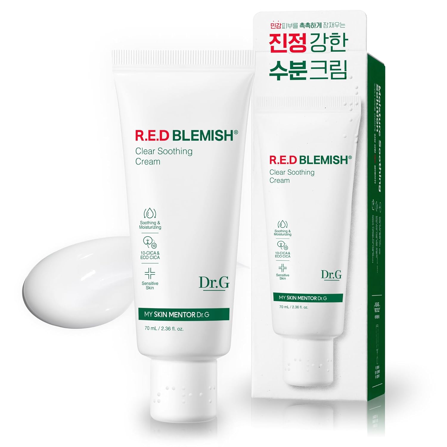 Dr.G Red Blemish Clear Soothing Korean Moisturizer Face Cream, 70ml - Cica Cream, Korean Skin Care Moisturizer, Korean Face Moisturizer, Facial Moisturizer, Korean Skincare, K Beauty Skincare Coreano