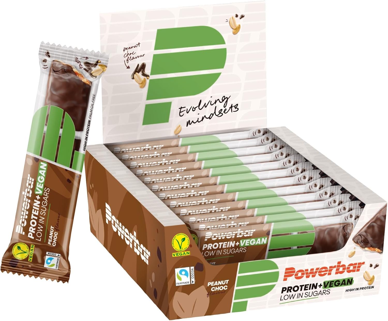 Power Barr Protein Plus Low Sugar Vegan Peanut Choc 12x42g - High Protein Low Sugar Vegan Bar
