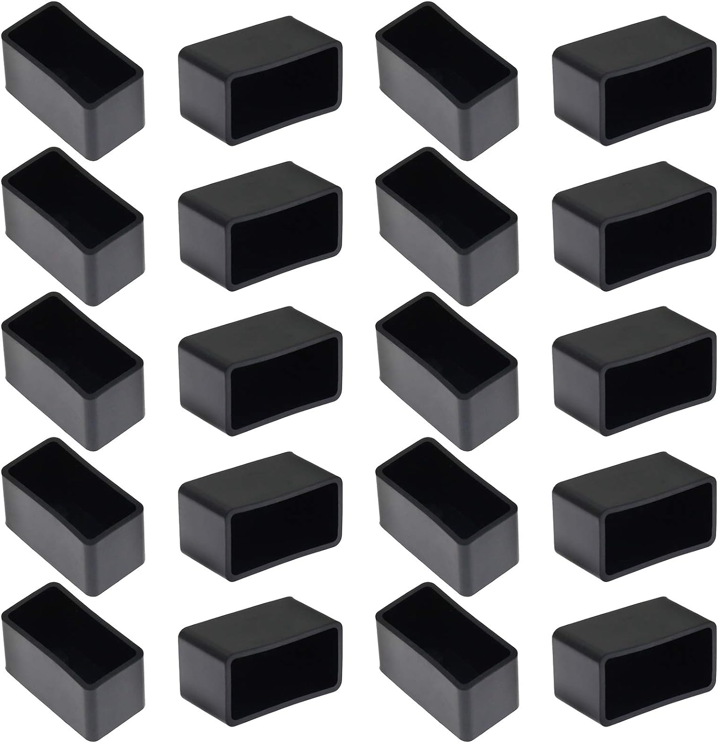 20Pcs Rectangle Rubber Furniture Leg Caps (3/4" x 1-1/2"), Vinyl Flexible Chair Leg Floor Protectors for Patio Indoor Chair Table Bed, 19 x 39mm