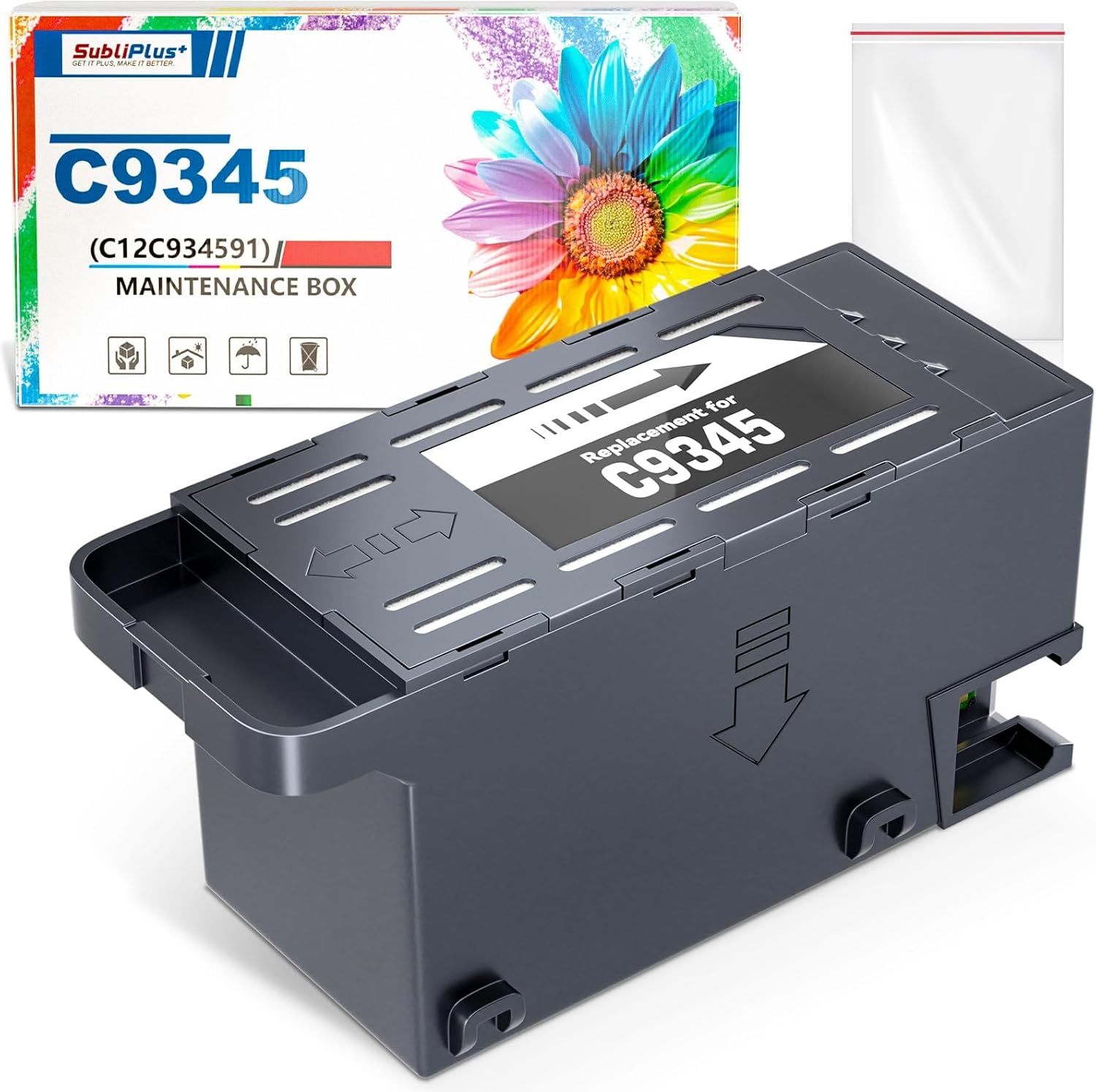 C9345 C12C934591 Ink Maintenance Box Replacement Compatible for Epson C9345 Maintenance Box to ET-8550 WF-7310 WF-7830 WF-7840 ET-8500 ET-18100 ET-16600 ET-5850 ET-5800 ET-5880 ET-16680 Printer