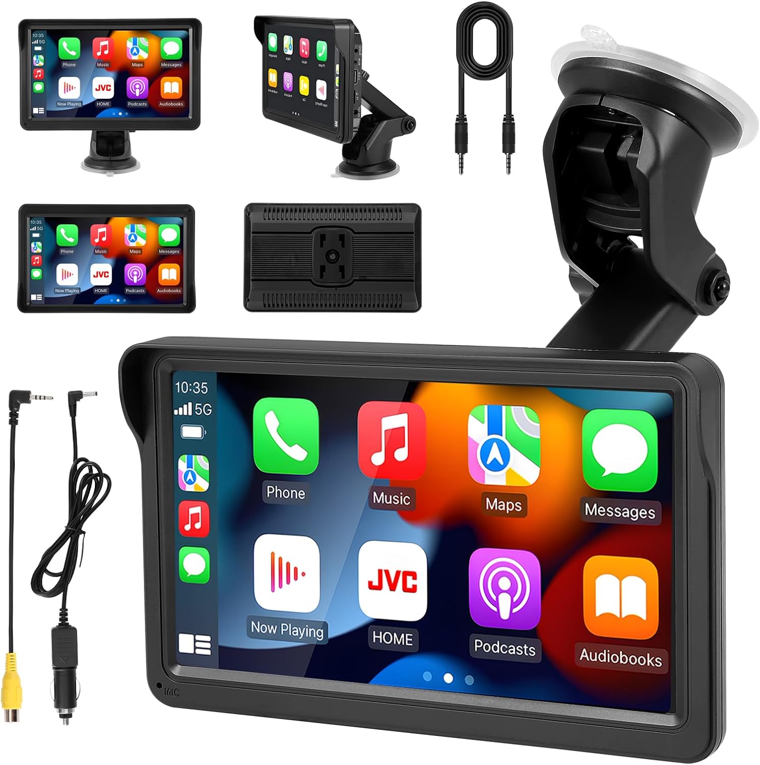 Nuision Wireless Apple CarPlay Android Auto Screen, Portable Car Stereo 7 Inch IPS Touchscreen Navigation Radio Video Player, Supports Bluetooth, FM Transmitter, Voice Control, Mirror Link, AUX/USB/SD
