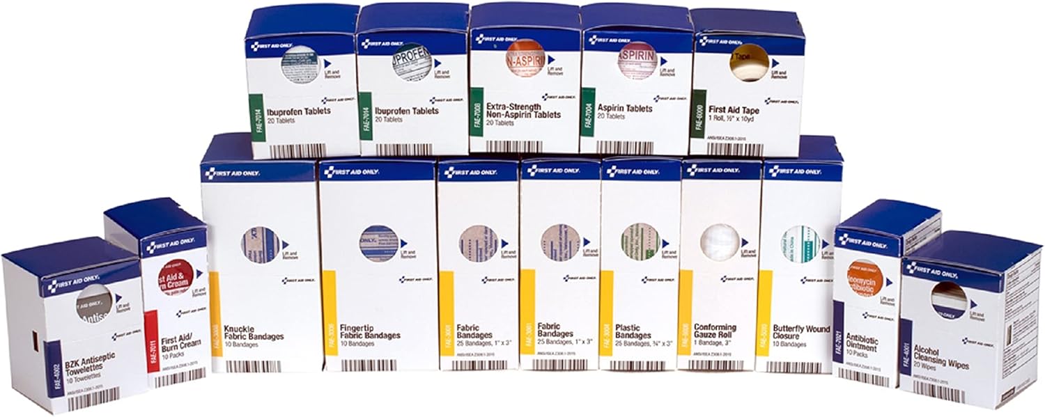 First Aid Only 700002 SmartCompliance 50-Person First Aid Kit Refill Supplies for Business, Worksite, and Home, 237 Pieces, Blue