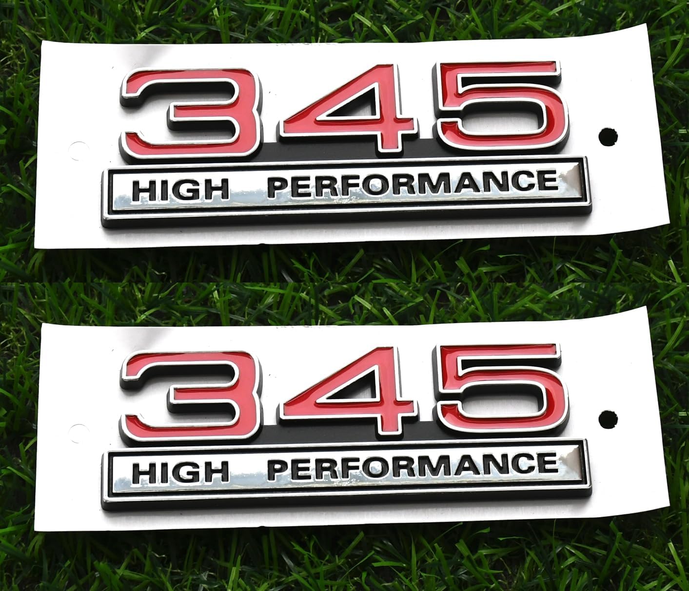 2pcs 345 5.7 Liter High Performance Engine Emblems Badge 3D Decals Stickers Cars Trucks (Chrome Red)