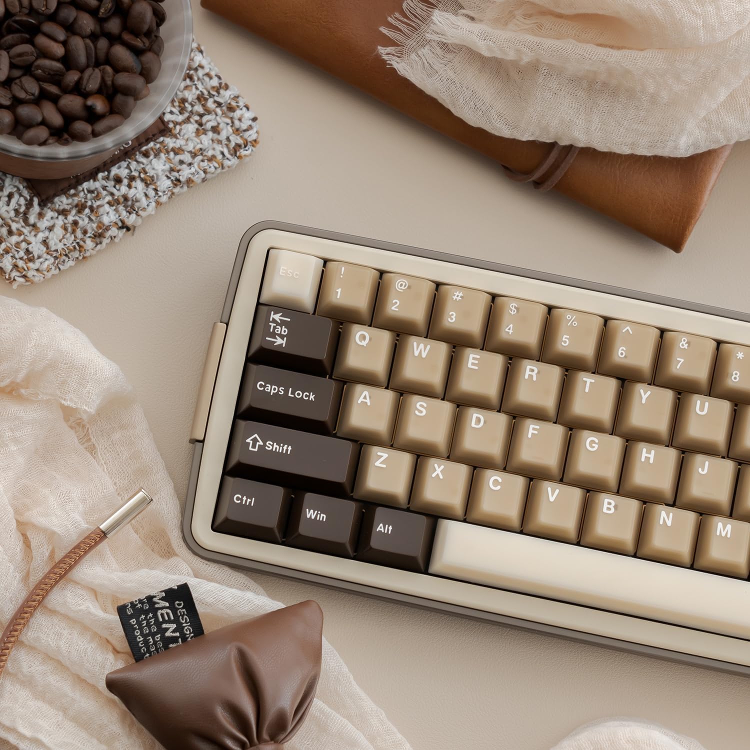 Retro PBT Keycaps 164Keys Cherry Profile Brown Keycaps 60% 65% 75% 100% Costom Key caps for Cherry Gateron MX Switches Mechanical Keyboards