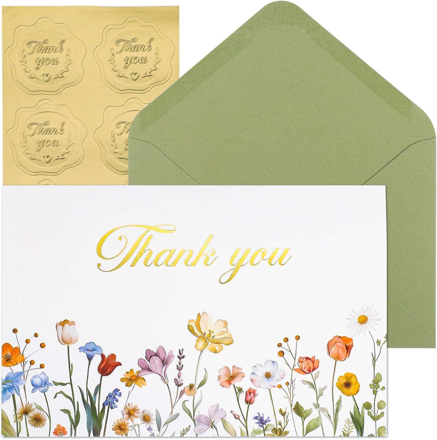 Thank You Cards with Envelopes, 50 Pack Thank You Cards Bulk Blank Card Notes with Envelopes & Stickers 4x6 Inch Greeting Card for Wedding, Baby Shower, Graduation, Bridal Shower, Business,Birthday