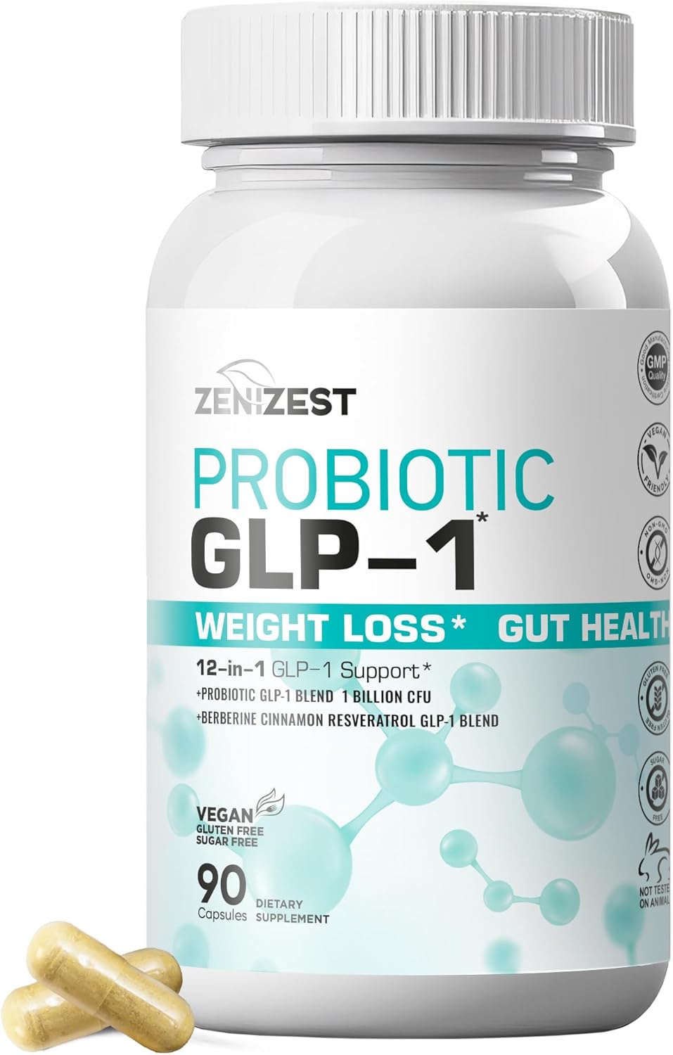GLP-1 Probiotic Weight Loss Support Supplement - Women Men GLP1 Booster with Berberine - Natural Keto Daily Oral GLP1 Appetite Suppressant Hunger Control Metabolism Fat Burn Gut Health