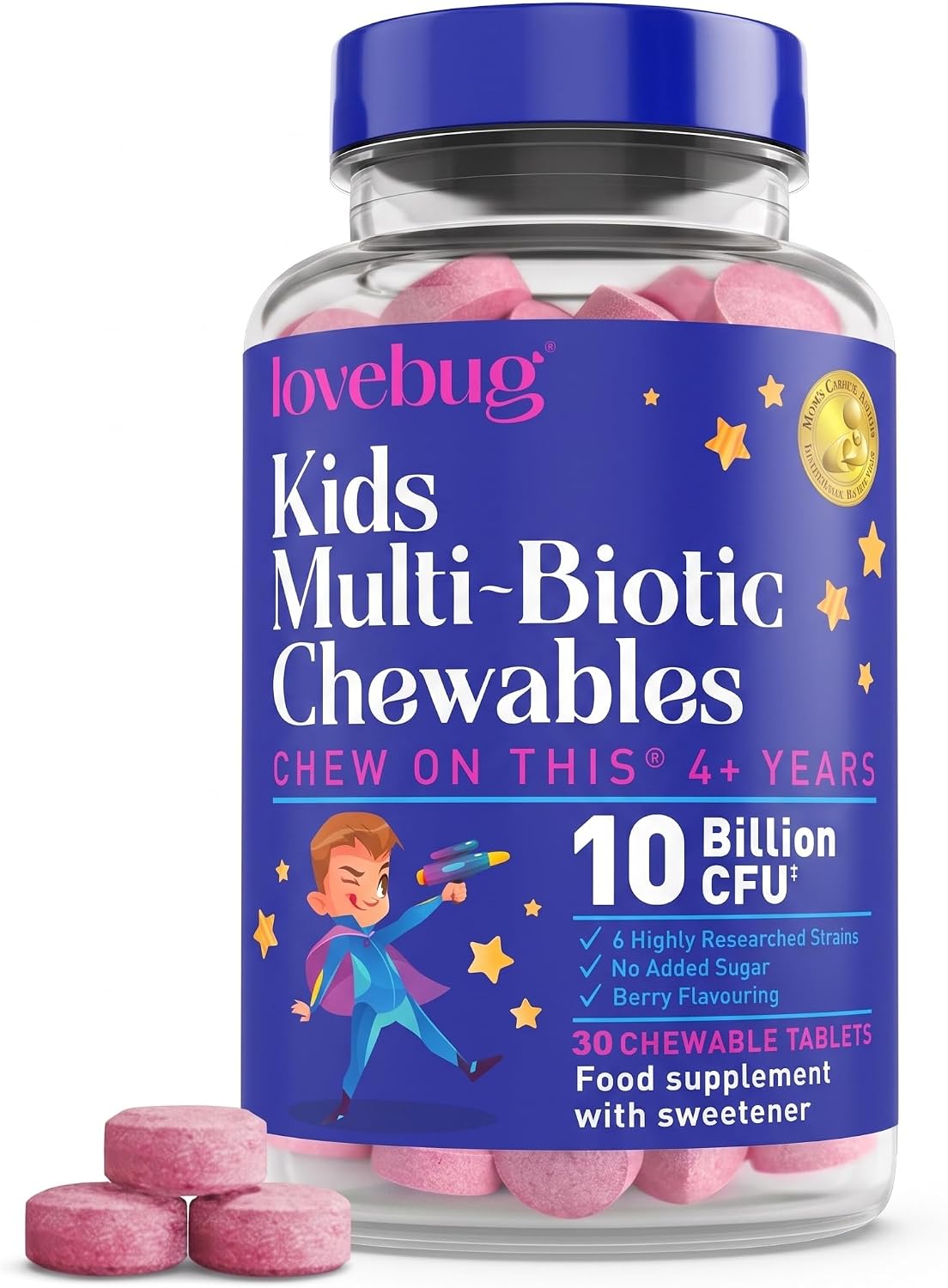 Lovebug Kids Multibiotic Chewable Tablets, Berry Flavour, 30 Tablets
