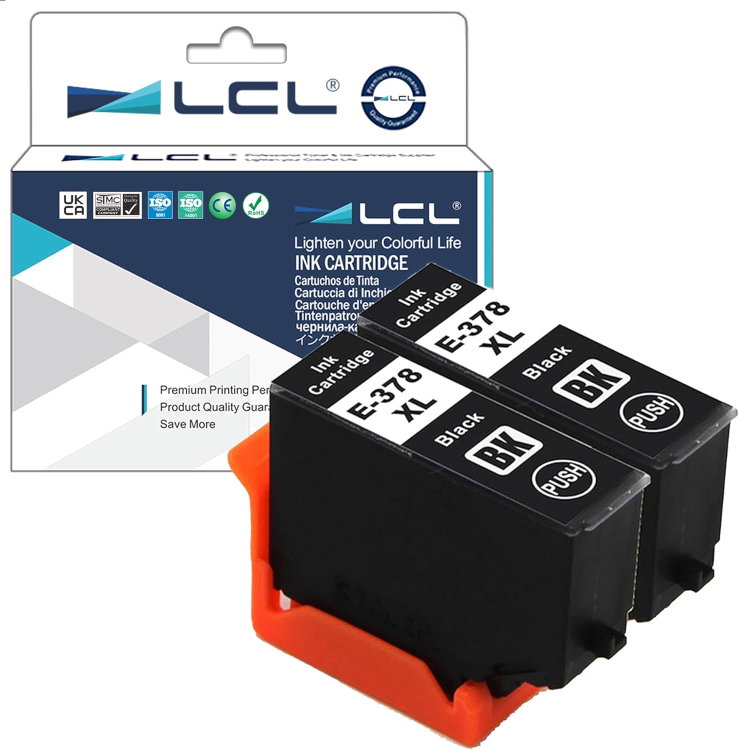 LCL Compatible Ink Cartridge 378XL C13T37914010 (2 BLACK) Replacement for Epson Expression Photo XP-8500 XP-8505 HD XP-15000 XP-8600 XP-8000 XP-8005