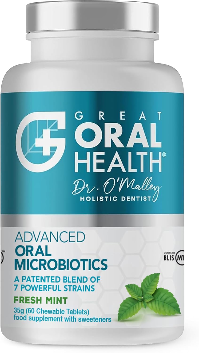 Oral Probiotics for Mouth Bad Breath Treatment for Adults; Dentist Formulated Dental Probiotics for Teeth and Gums Health & Chronic Halitosis with BLIS K12 M18, 60 Chewable Oral Health Tablets Mint